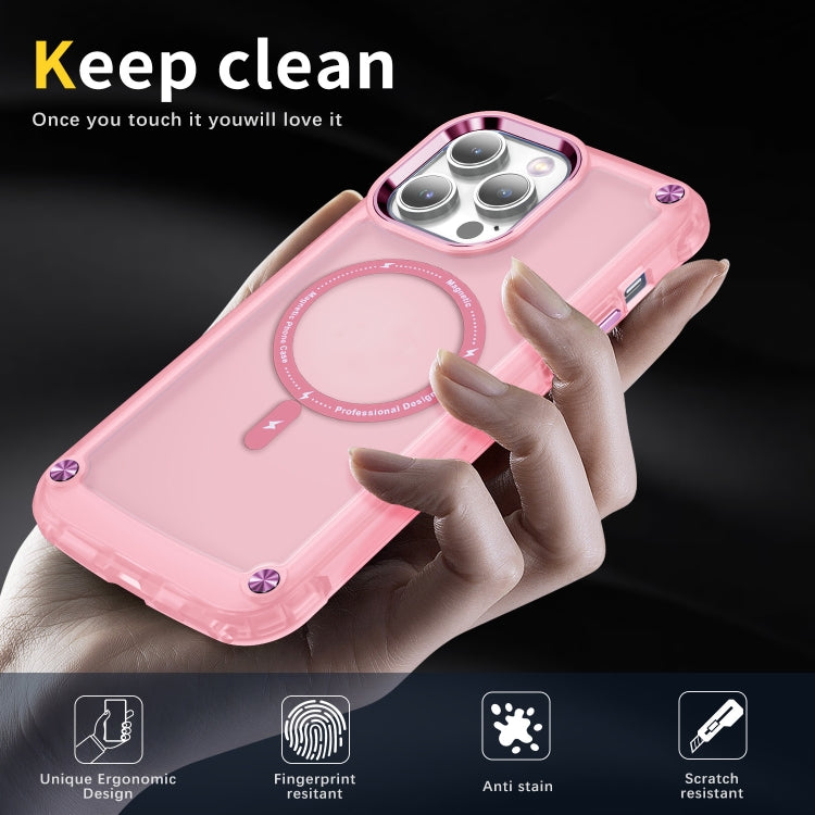 For iPhone 15 Pro Skin Feel TPU + PC MagSafe Magnetic Phone Case(Transparent Pink) - HoMEdemic™ 