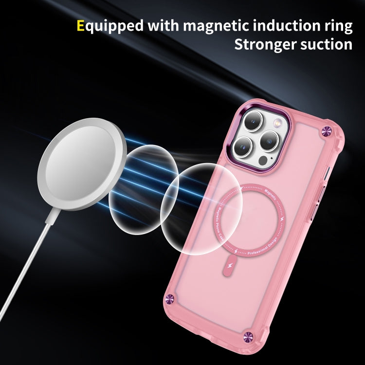 For iPhone 15 Pro Skin Feel TPU + PC MagSafe Magnetic Phone Case(Transparent Pink) - HoMEdemic™ 