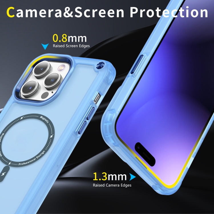 For iPhone 15 Pro Skin Feel TPU + PC MagSafe Magnetic Phone Case(Transparent Blue) - HoMEdemic™ 