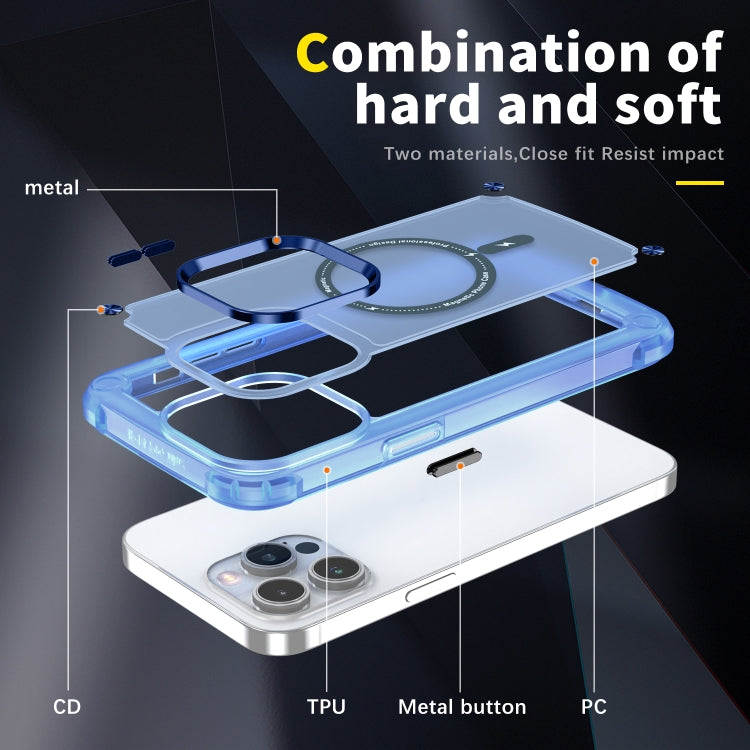 For iPhone 15 Pro Skin Feel TPU + PC MagSafe Magnetic Phone Case(Transparent Blue) - HoMEdemic™ 