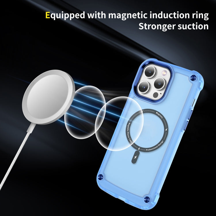 For iPhone 15 Pro Skin Feel TPU + PC MagSafe Magnetic Phone Case(Transparent Blue) - HoMEdemic™ 
