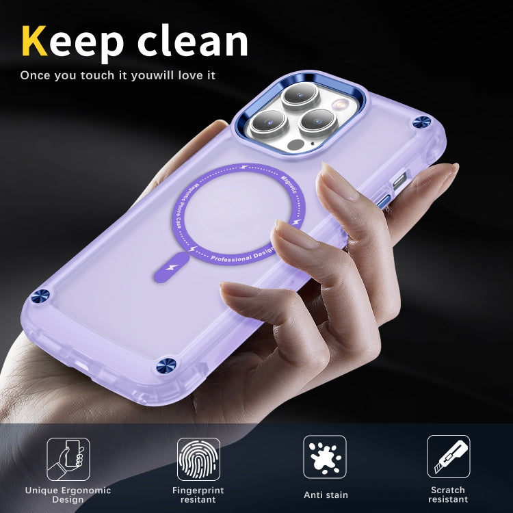 For iPhone 15 Pro Skin Feel TPU + PC MagSafe Magnetic Phone Case(Transparent Purple) - HoMEdemic™ 