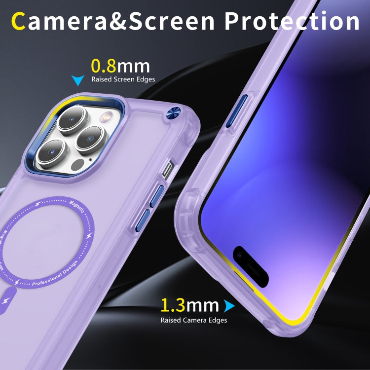 For iPhone 15 Pro Skin Feel TPU + PC MagSafe Magnetic Phone Case(Transparent Purple) - HoMEdemic™ 