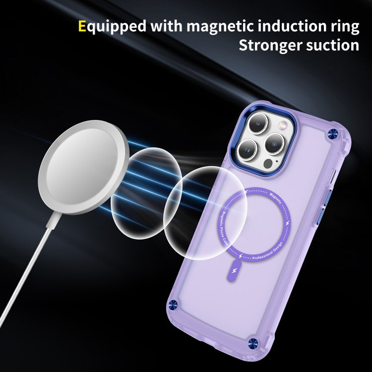 For iPhone 15 Pro Skin Feel TPU + PC MagSafe Magnetic Phone Case(Transparent Purple) - HoMEdemic™ 