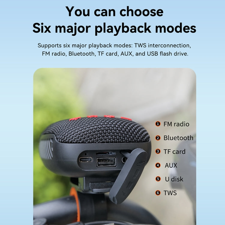 T&G TG-392 Outdoor Bicycle TWS Wireless Bluetooth IPX5 Waterproof Speaker(Grey) - HoMEdemic™ 
