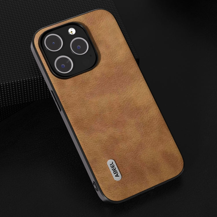 For iPhone 15 Pro ABEEL Retro Litchi Texture PU Phone Case(Brown) - HoMEdemic™ 