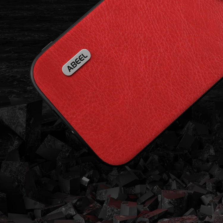 For iPhone 15 Pro ABEEL Retro Litchi Texture PU Phone Case(Red) - HoMEdemic™ 