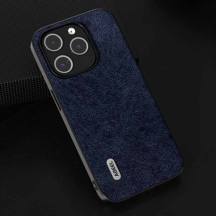 For iPhone 15 Pro ABEEL Retro Litchi Texture PU Phone Case(Blue) - HoMEdemic™ 