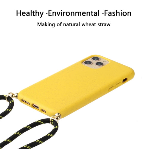 For iPhone 15 Pro Max Wheat Straw Material + TPU Phone Case with Lanyard(Yellow) - HoMEdemic™ 