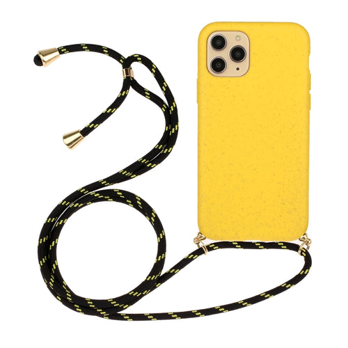 For iPhone 15 Pro Max Wheat Straw Material + TPU Phone Case with Lanyard(Yellow) - HoMEdemic™ 