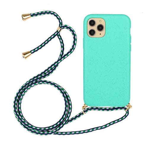 For iPhone 15 Pro Max Wheat Straw Material + TPU Phone Case with Lanyard(Green) - HoMEdemic™ 