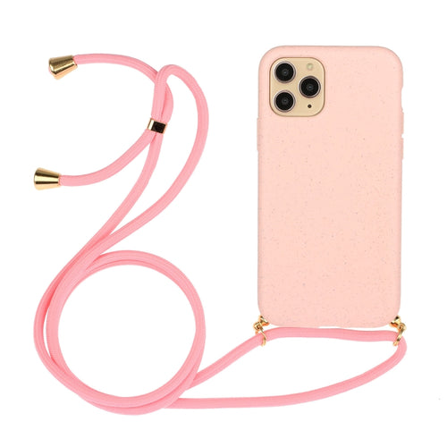 For iPhone 15 Pro Max Wheat Straw Material + TPU Phone Case with Lanyard(Pink) - HoMEdemic™ 