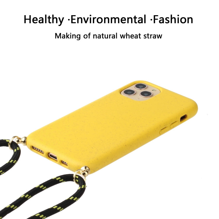 For iPhone 15 Pro Wheat Straw Material + TPU Phone Case with Lanyard(Yellow) - HoMEdemic™ 