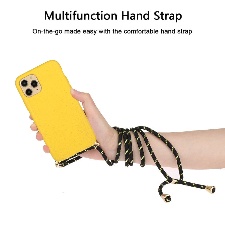 For iPhone 15 Pro Wheat Straw Material + TPU Phone Case with Lanyard(Yellow) - HoMEdemic™ 