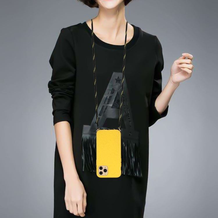 For iPhone 15 Pro Wheat Straw Material + TPU Phone Case with Lanyard(Yellow) - HoMEdemic™ 