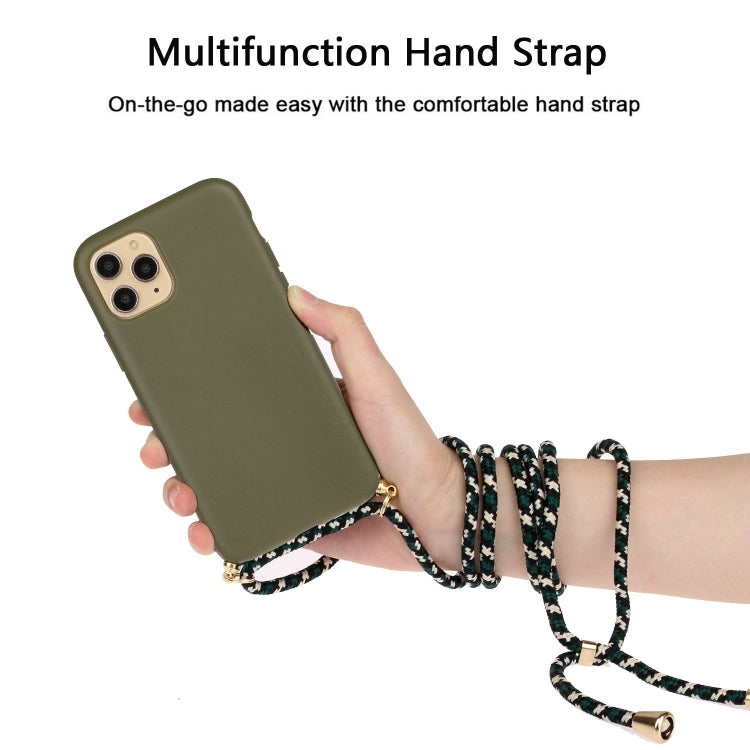 For iPhone 15 Pro Wheat Straw Material + TPU Phone Case with Lanyard(Army Green) - HoMEdemic™ 