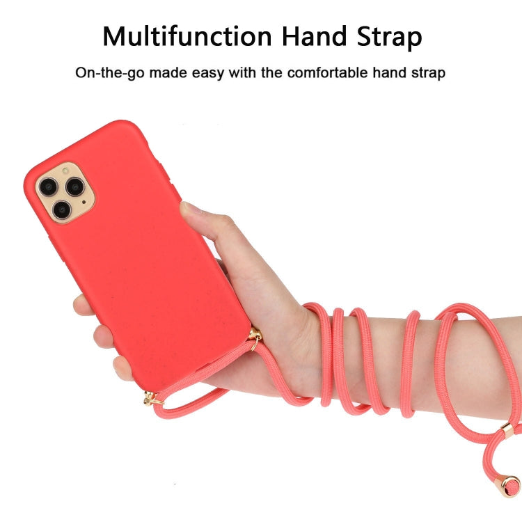For iPhone 15 Pro Wheat Straw Material + TPU Phone Case with Lanyard(Red) - HoMEdemic™ 
