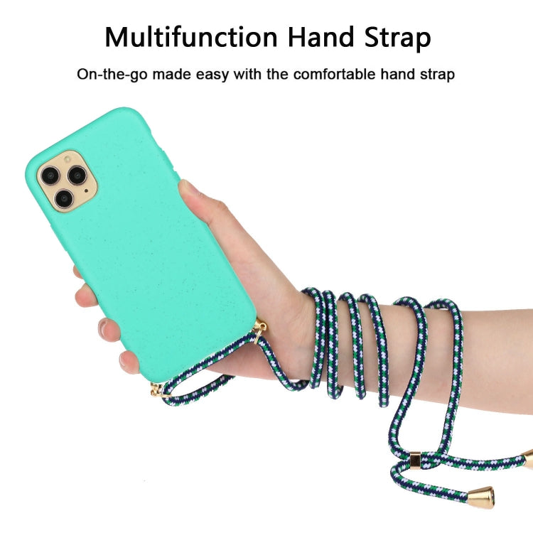 For iPhone 15 Pro Wheat Straw Material + TPU Phone Case with Lanyard(Green) - HoMEdemic™ 
