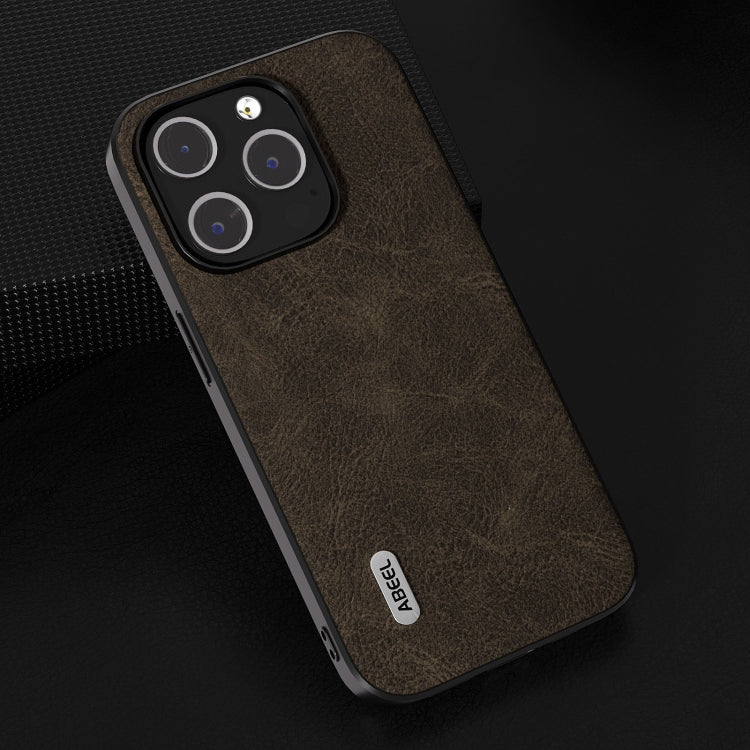 For iPhone 15 Pro ABEEL Dream Litchi Texture PU Phone Case(Khaki) - HoMEdemic™ 