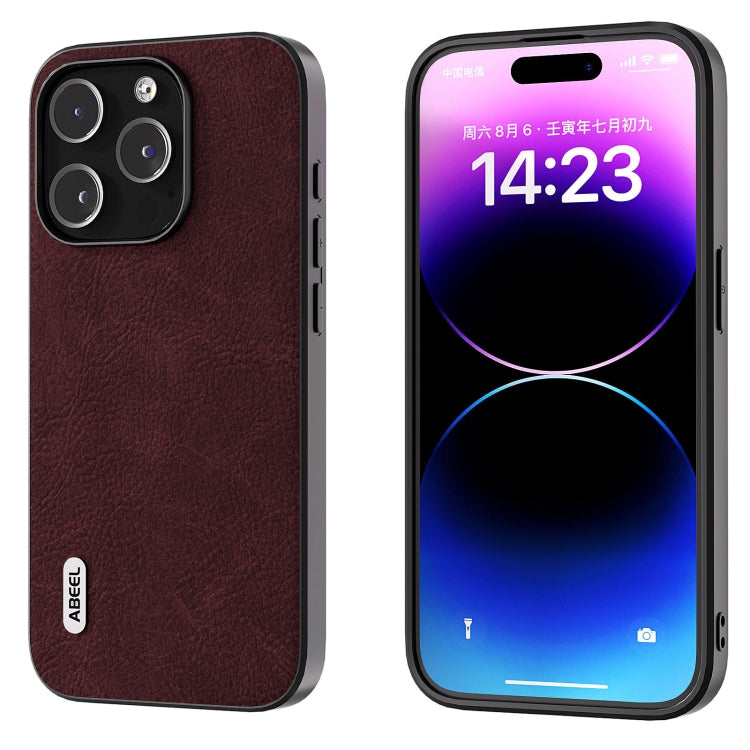 For iPhone 15 Pro ABEEL Dream Litchi Texture PU Phone Case(Purple) - HoMEdemic™ 