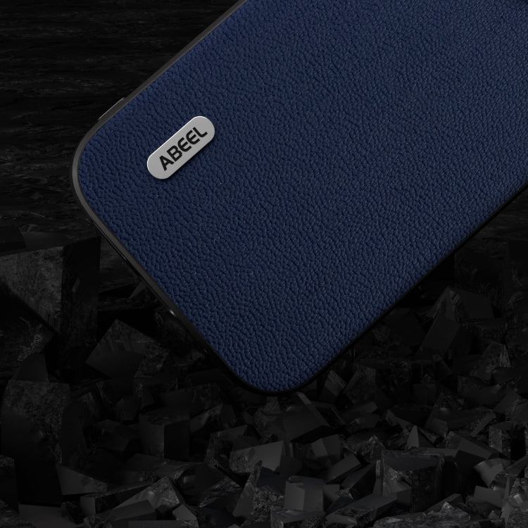 For iPhone 15 Pro ABEEL Genuine Leather Luolai Series Phone Case(Dark Blue) - HoMEdemic™ 
