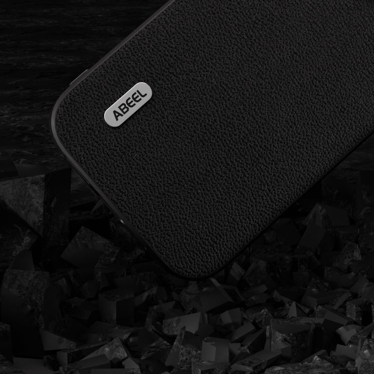 For iPhone 15 Pro ABEEL Genuine Leather Luolai Series Phone Case(Black) - HoMEdemic™ 