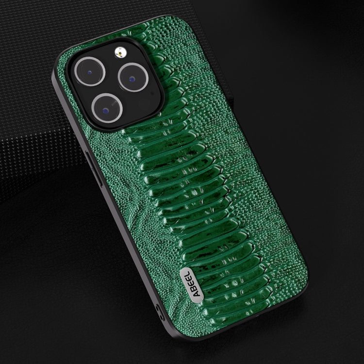 For iPhone 15 Pro ABEEL Genuine Leather Weilai Series Phone Case(Green) - HoMEdemic™ 
