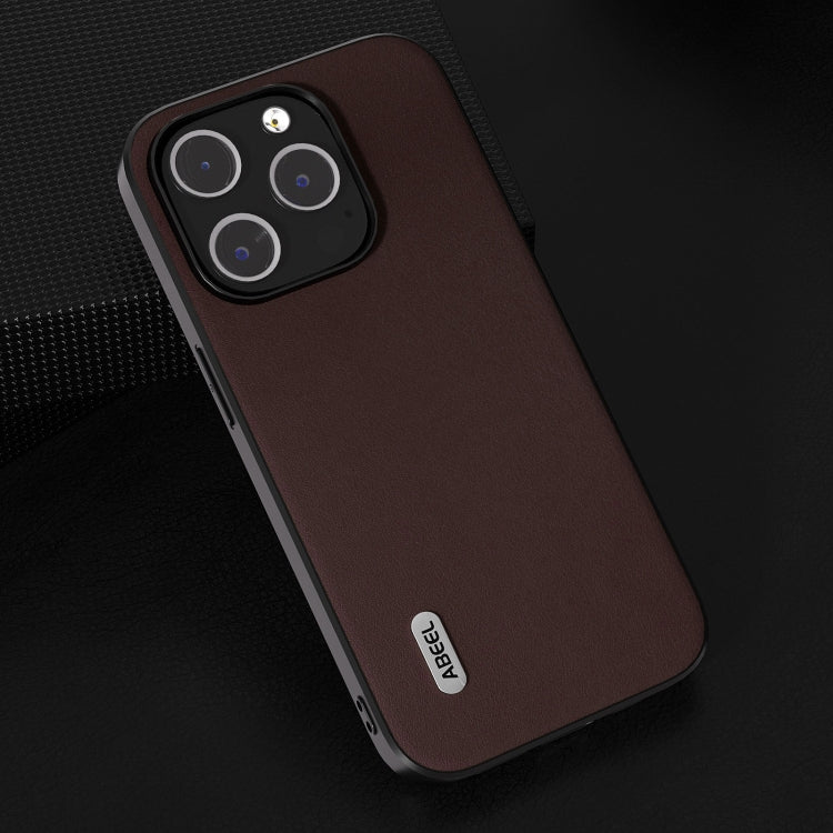 For iPhone 15 Pro ABEEL Genuine Leather Xiaoya Series Phone Case(Coffee) - HoMEdemic™ 