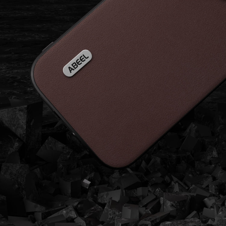 For iPhone 15 Pro ABEEL Genuine Leather Xiaoya Series Phone Case(Coffee) - HoMEdemic™ 