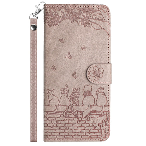 For iPhone 15 Pro Max Cat Embossing Pattern Leather Phone Case with Lanyard(Grey) - HoMEdemic™ 