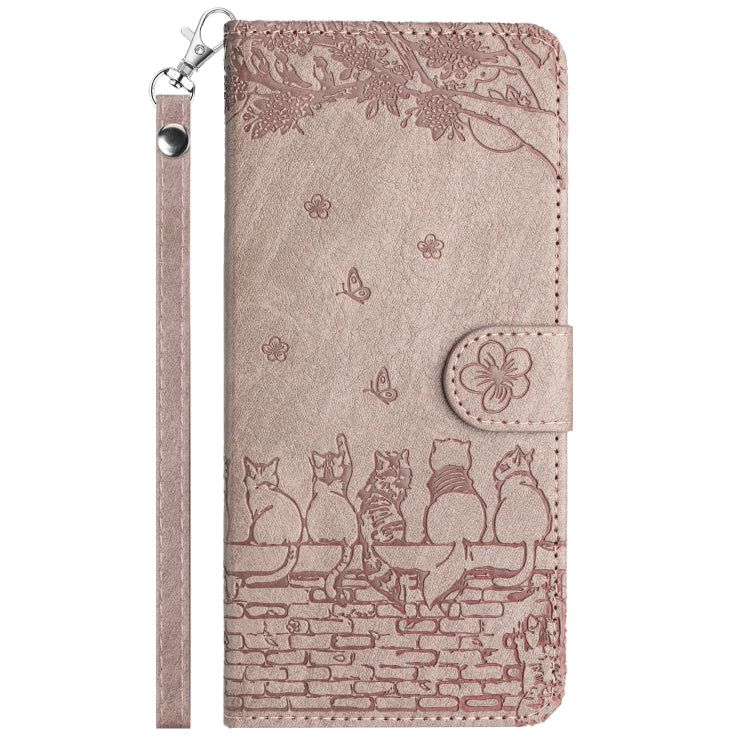 For iPhone 15 Pro Cat Embossing Pattern Leather Phone Case with Lanyard(Grey) - HoMEdemic™ 