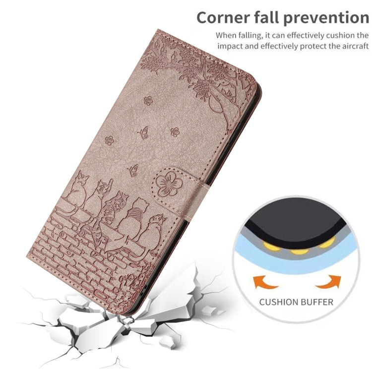 For iPhone 15 Pro Cat Embossing Pattern Leather Phone Case with Lanyard(Grey) - HoMEdemic™ 