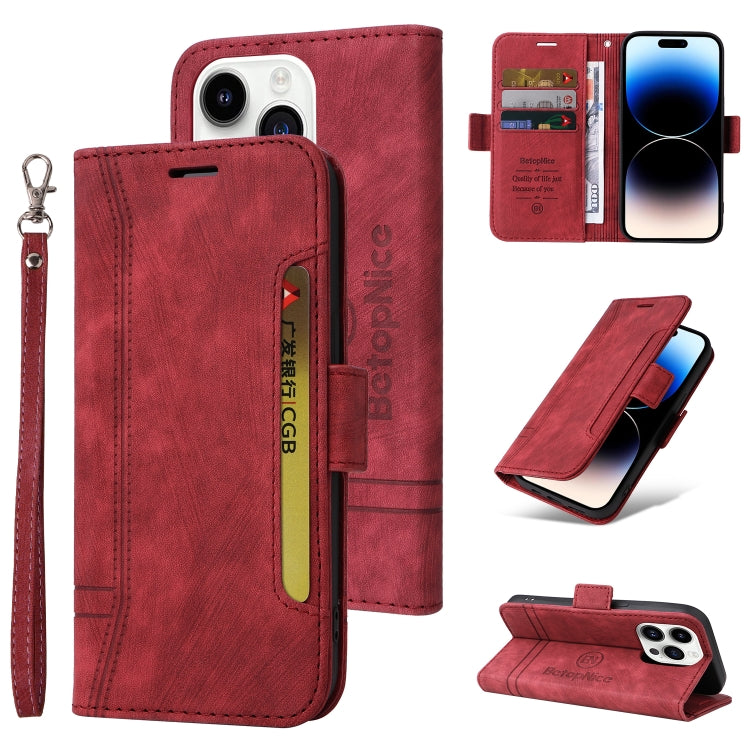 For iPhone 15 Pro Max BETOPNICE Dual-side Buckle Leather Phone Case(Red) - HoMEdemic™ 