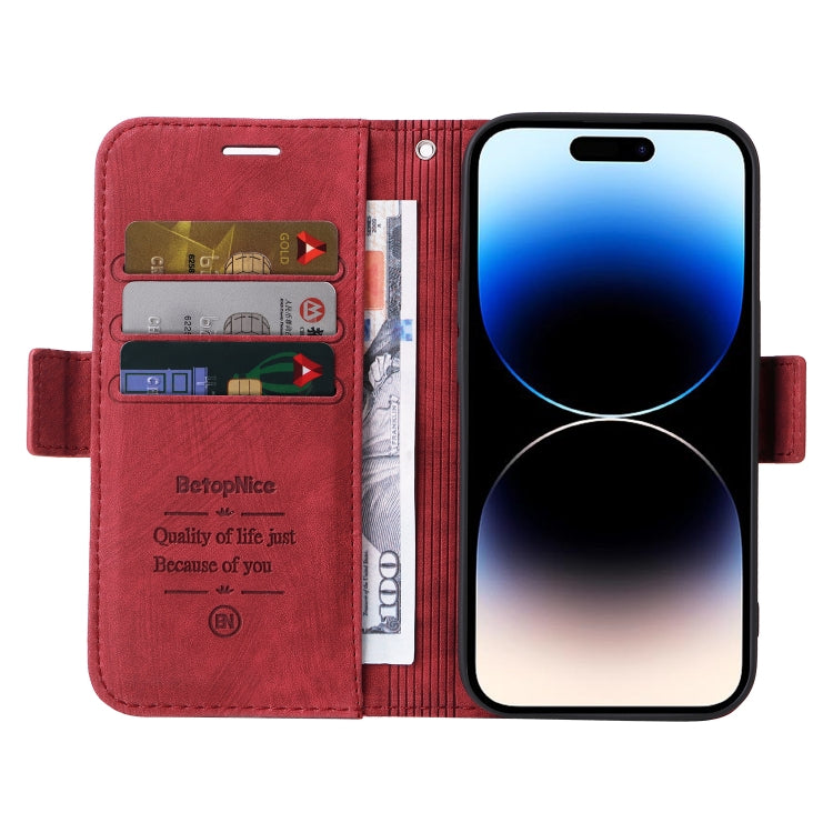 For iPhone 15 Pro Max BETOPNICE Dual-side Buckle Leather Phone Case(Red) - HoMEdemic™ 