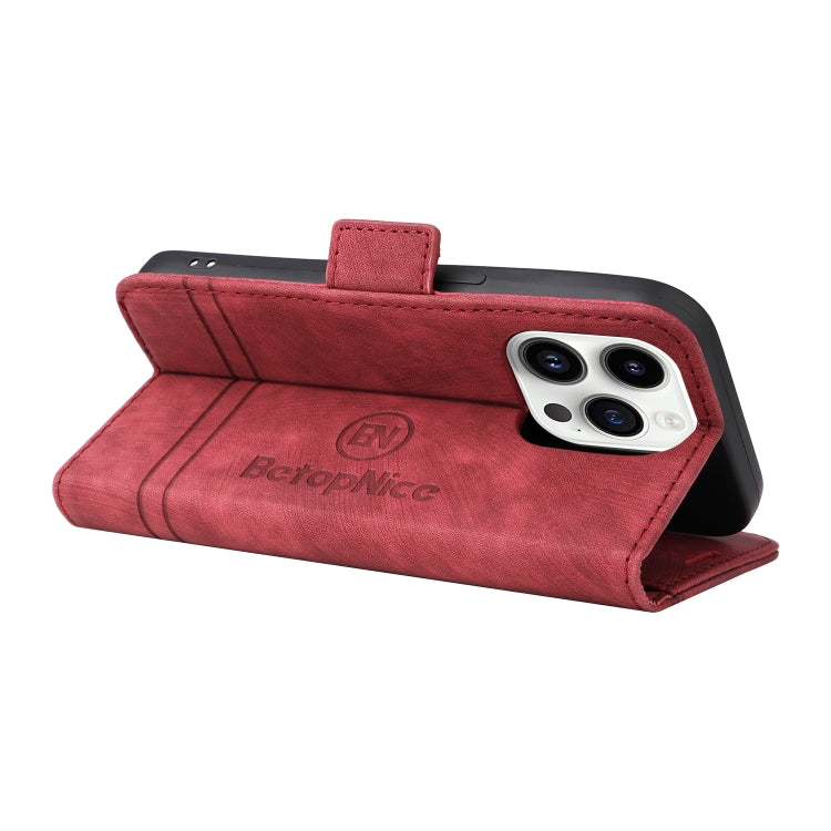 For iPhone 15 Pro Max BETOPNICE Dual-side Buckle Leather Phone Case(Red) - HoMEdemic™ 