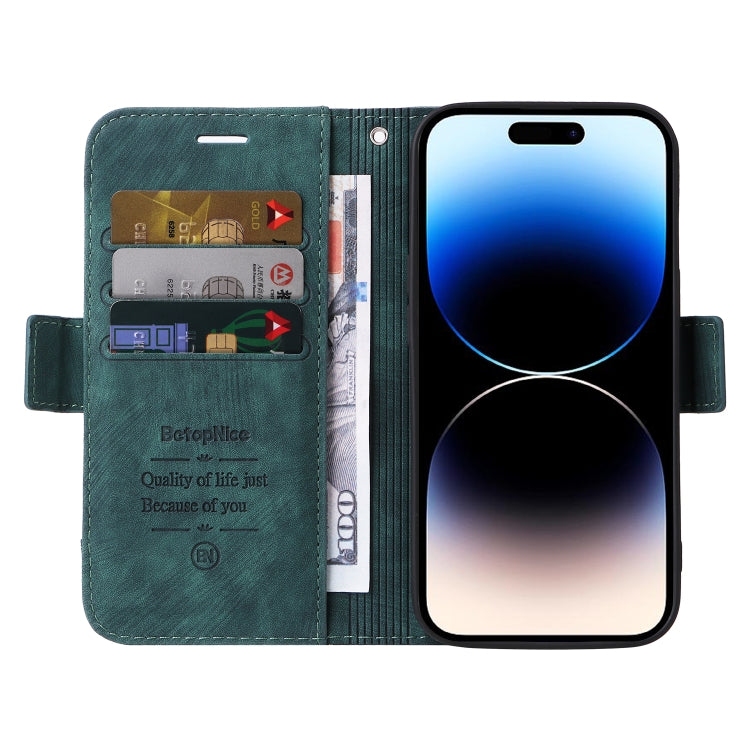 For iPhone 15 Pro Max BETOPNICE Dual-side Buckle Leather Phone Case(Green) - HoMEdemic™ 