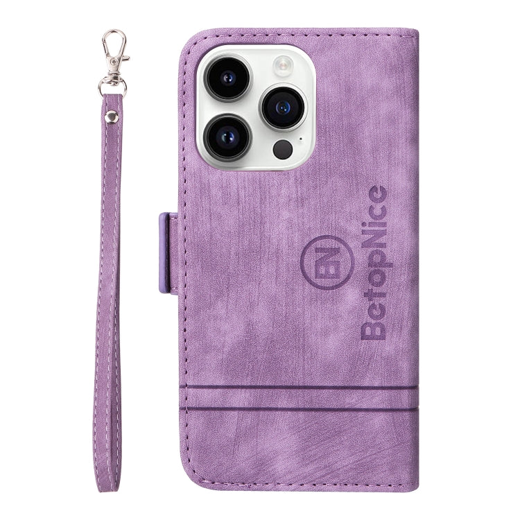 For iPhone 15 Pro Max BETOPNICE Dual-side Buckle Leather Phone Case(Purple) - HoMEdemic™ 