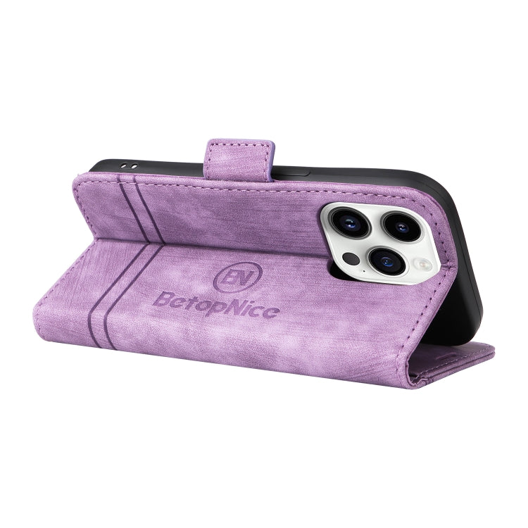 For iPhone 15 Pro Max BETOPNICE Dual-side Buckle Leather Phone Case(Purple) - HoMEdemic™ 