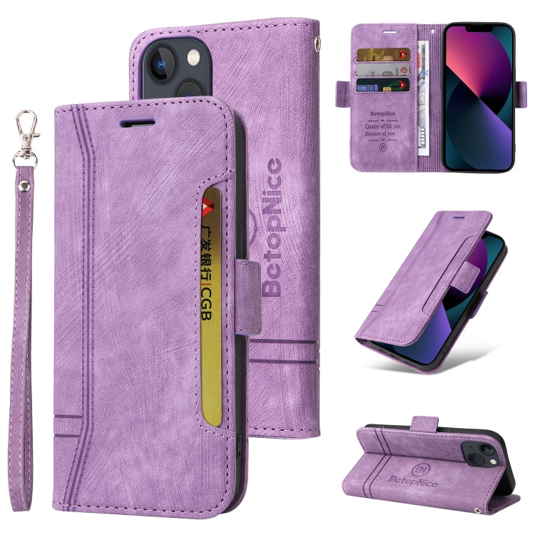 For iPhone 15 Plus BETOPNICE Dual-side Buckle Leather Phone Case(Purple) - HoMEdemic™ 