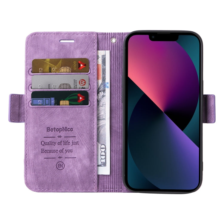 For iPhone 15 Plus BETOPNICE Dual-side Buckle Leather Phone Case(Purple) - HoMEdemic™ 