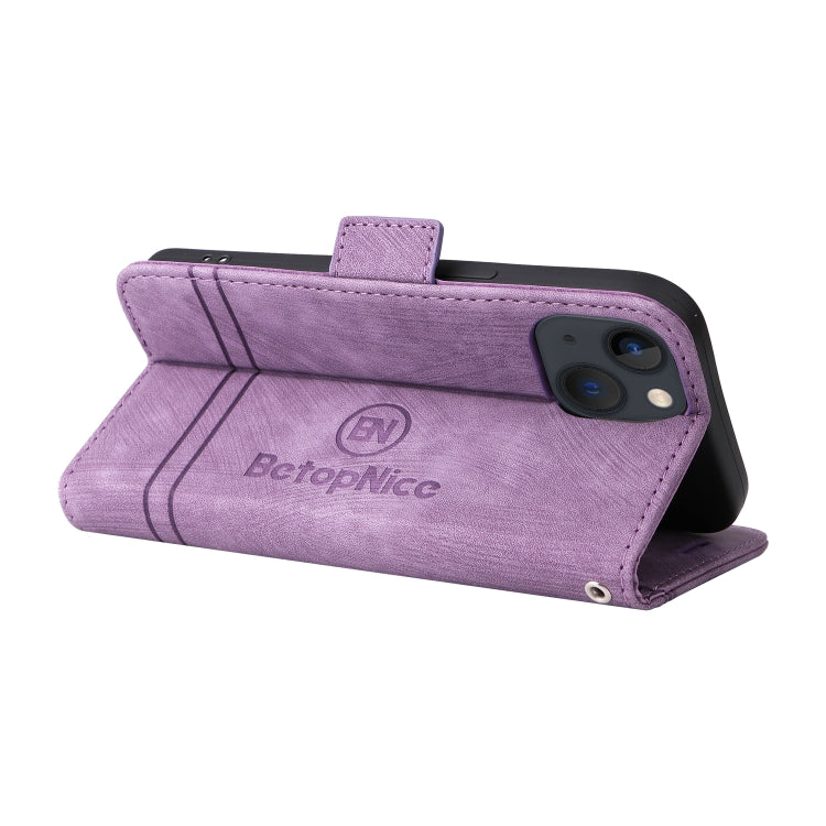 For iPhone 15 Plus BETOPNICE Dual-side Buckle Leather Phone Case(Purple) - HoMEdemic™ 