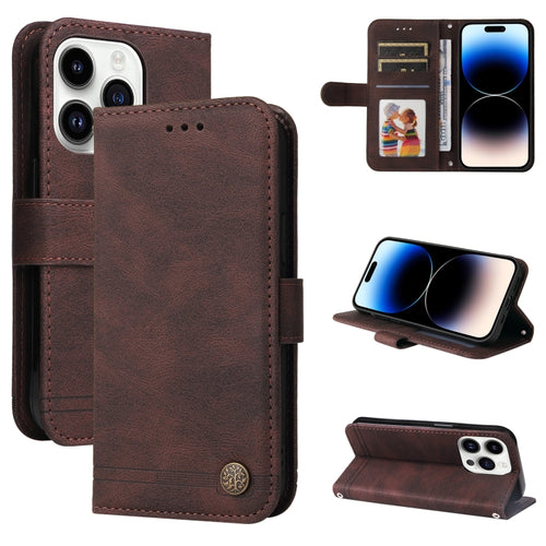 For iPhone 15 Pro Max Skin Feel Life Tree Leather Phone Case(Brown) - HoMEdemic™ 