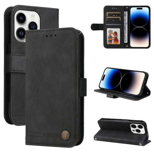 For iPhone 15 Pro Max Skin Feel Life Tree Leather Phone Case(Black) - HoMEdemic™ 