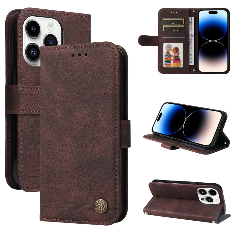 For iPhone 15 Pro Skin Feel Life Tree Leather Phone Case(Brown) - HoMEdemic™ 