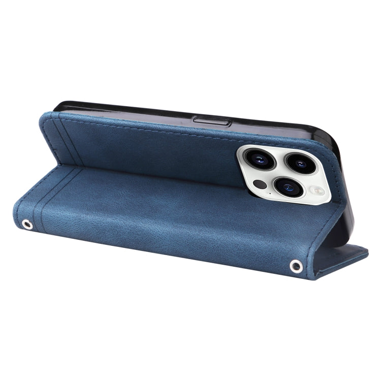 For iPhone 15 Pro Skin Feel Life Tree Leather Phone Case(Blue) - HoMEdemic™ 