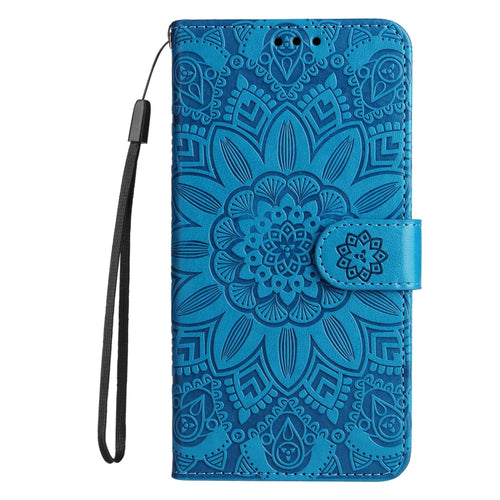 For iPhone 15 Pro Max Embossed Sunflower Leather Phone Case(Blue) - HoMEdemic™ 