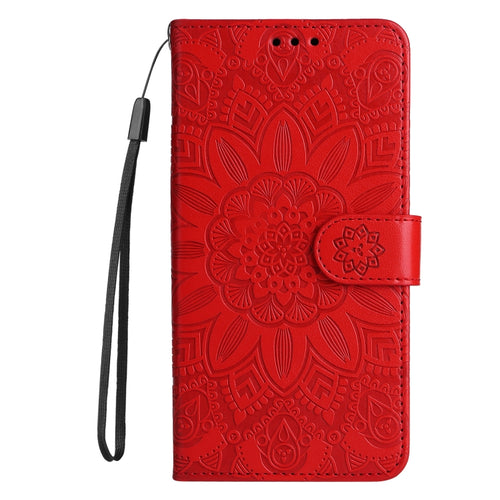 For iPhone 15 Pro Max Embossed Sunflower Leather Phone Case(Red) - HoMEdemic™ 