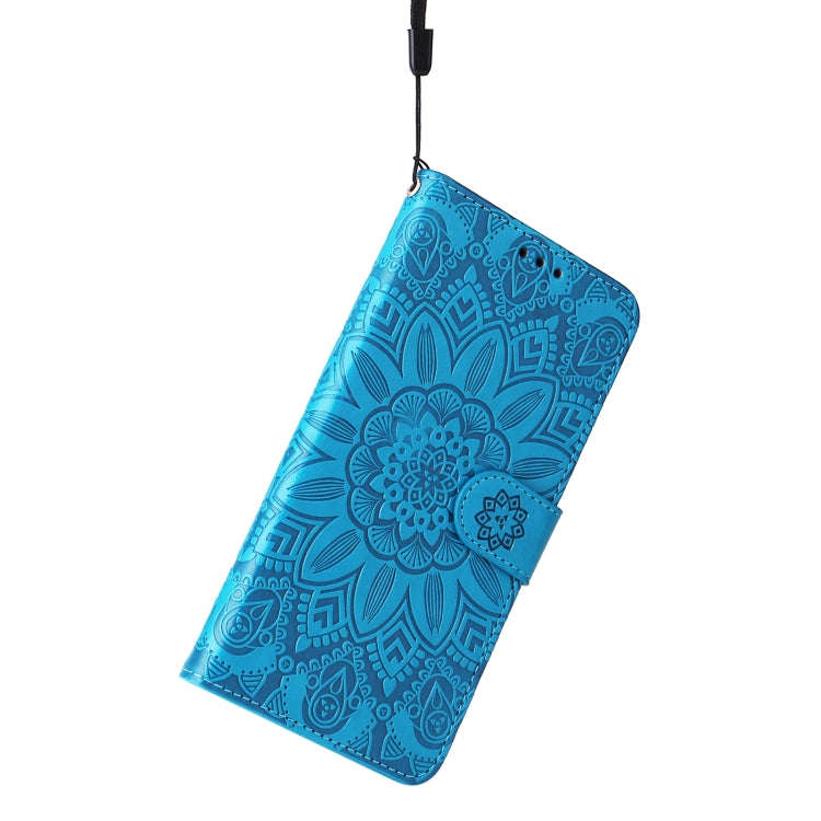 For iPhone 15 Pro Embossed Sunflower Leather Phone Case(Blue) - HoMEdemic™ 