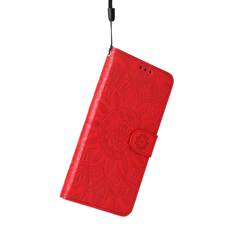 For iPhone 15 Pro Embossed Sunflower Leather Phone Case(Red) - HoMEdemic™ 