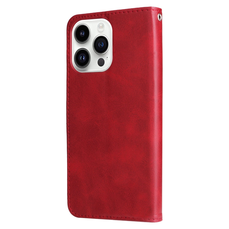 For iPhone 15 Pro Fashion Calf Texture Zipper Leather Phone Case(Red) - HoMEdemic™ 